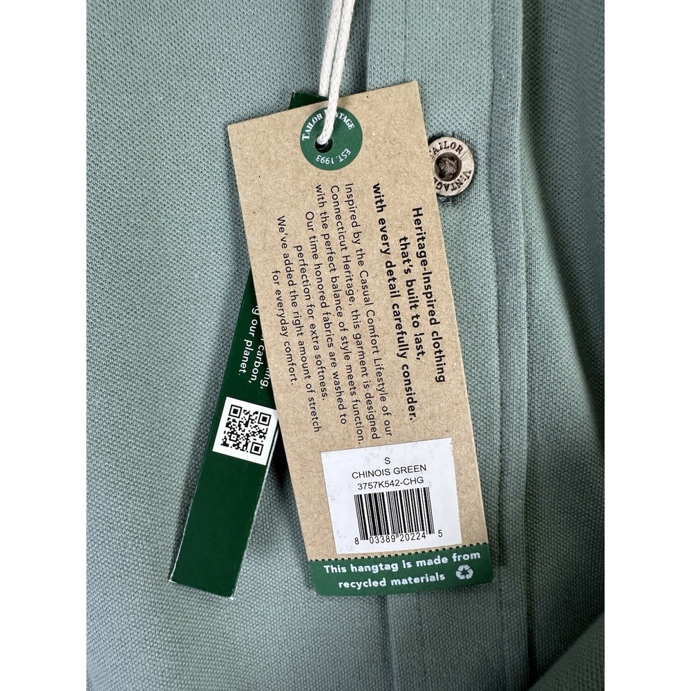 Tailor Vintage Shirt Small Green Comfort Stretch Oxford Flip Cuff Minimalist New - Picture 8 of 10